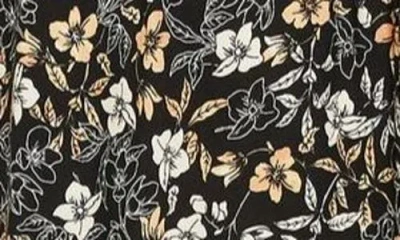 City Chic Avana Floral Long Sleeve Midi Dress In Black