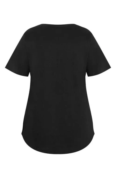 City Chic Brinley Cotton Graphic T-shirt In Black