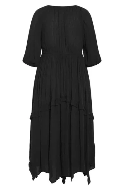 City Chic Zayne Handkerchief Hem Dress In Black