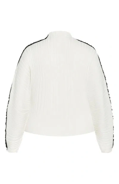 City Chic Miranda Funnel Neck Sweater In White