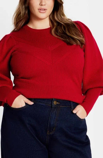 City Chic Jojo Rib Sweater In Red