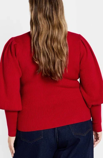 City Chic Jojo Rib Sweater In Red