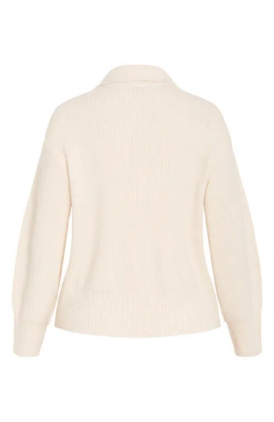 City Chic Opal Spread Collar Sweater In Neutral