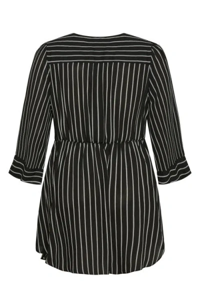 City Chic Jemma Leopard Print Wrap Tunic Top In Black