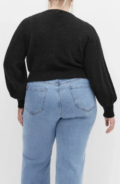 City Chic Winnie Crop Cardigan In Black