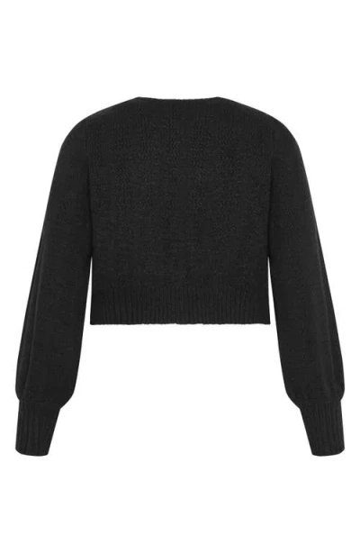 City Chic Winnie Crop Cardigan In Black
