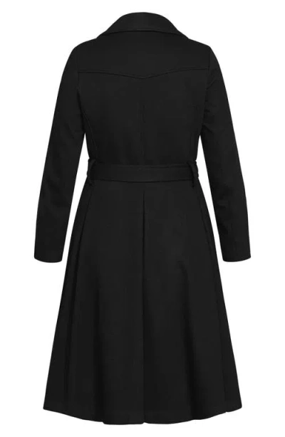 City Chic Rosemary Faux Fur Collar Coat In Black