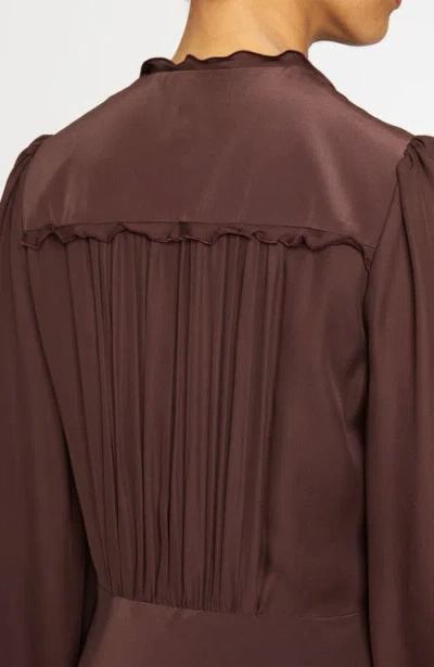 Santorelli Amal Silk Long Sleeve Fit And Flare Midi Dress In Brown