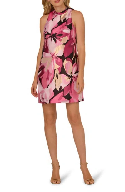Adrianna Papell Metallic Floral Sleeveless Minidress In Multi