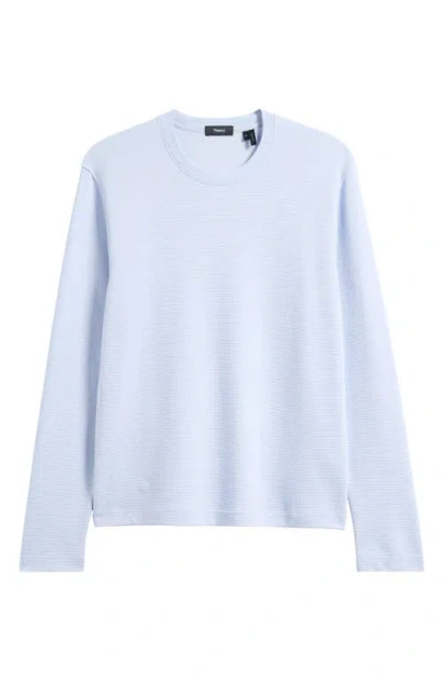 Theory Delroy In Studio T Jacquard Relaxed Fit Long Sleeve Tee In White