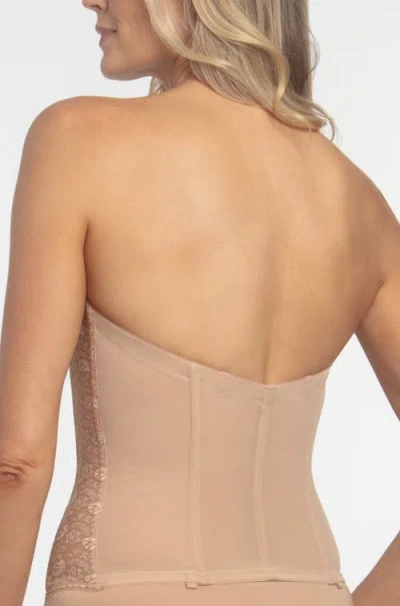 Dominique Intimates Francesca Lace Strapless Front Closure Longline Bridal Bra In Brown