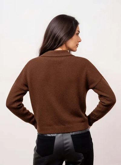 Central Park West Robbie V-neck Polo In Brown