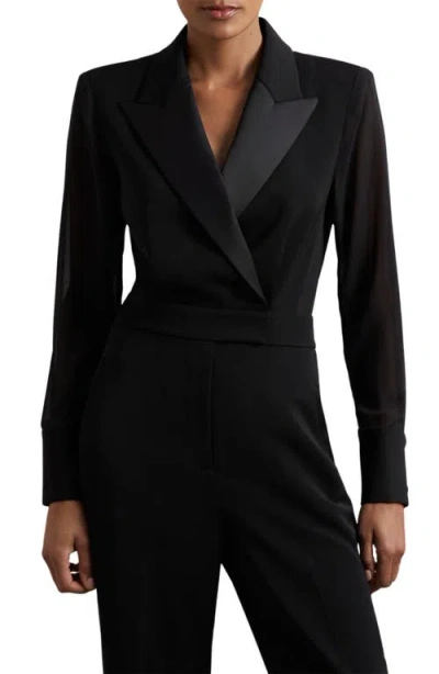 Reiss Perla Long Sleeve Tuxedo Jumpsuit In Multi