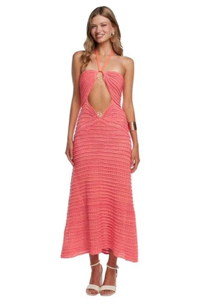 Capittana Zully Sunset Crochet Cover-up Dress In Pink