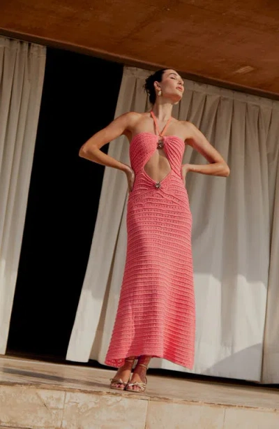 Capittana Zully Sunset Crochet Cover-up Dress In Pink