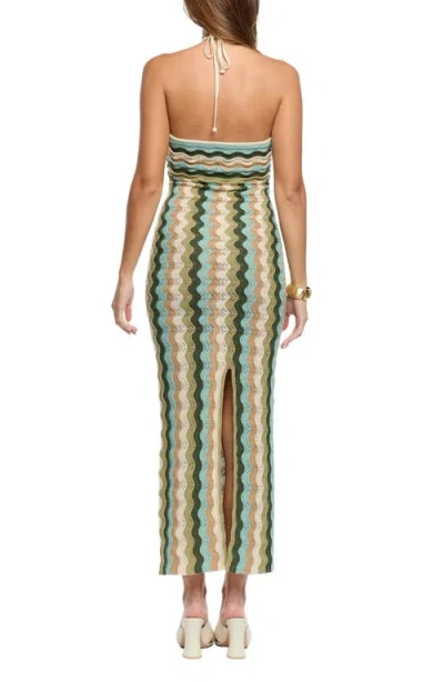 Capittana Poppy Green Crochet Cover-up Dress In Multi