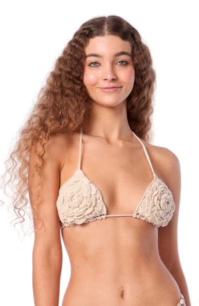 Capittana Rose Crochet Bikini Top In Neutral