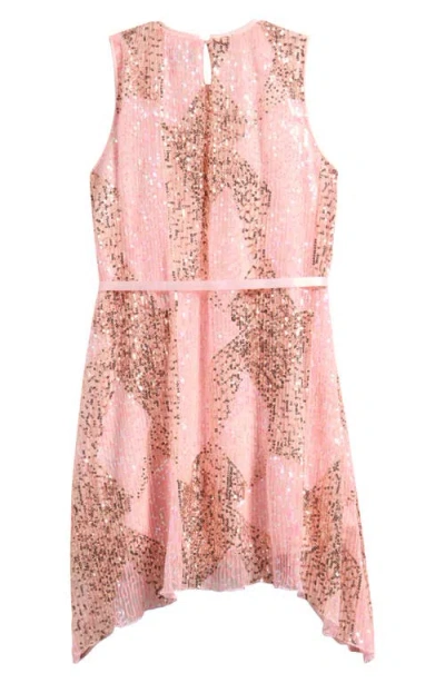 Ava & Yelly Kids' Sequin Shark Bite Hem Party Dress In Multi