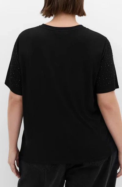 City Chic Blinged Up Embellished T-shirt In Black