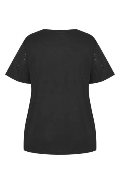 City Chic Blinged Up Embellished T-shirt In Black