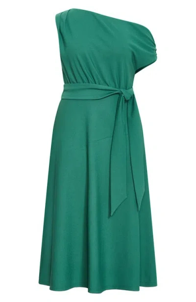 City Chic Kate One-shoulder Crepe Midi Dress In Multi