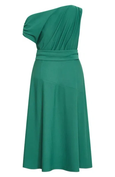 City Chic Kate One-shoulder Crepe Midi Dress In Multi