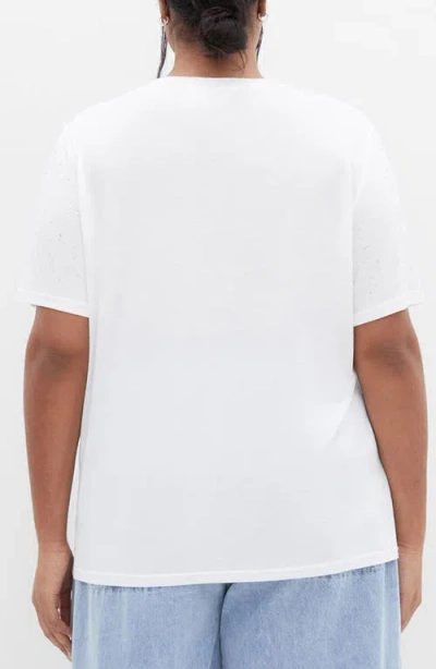 City Chic Blinged Up Embellished T-shirt In White