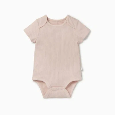 Mori Ribbed Short Sleeve Bodysuit In Pink