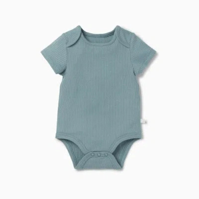 Mori Ribbed Short Sleeve Bodysuit In Green