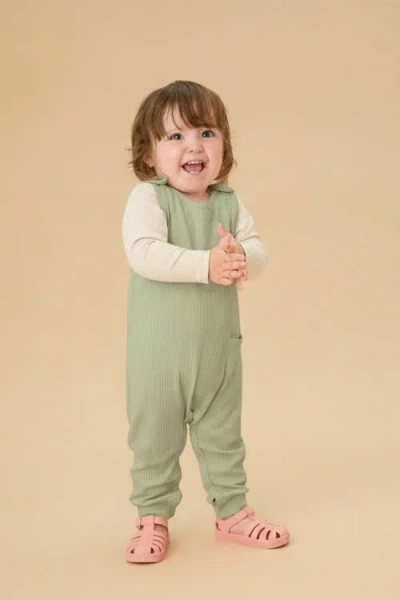 Mori Ribbed Romper In Green