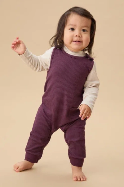Mori Ribbed Romper In Purple