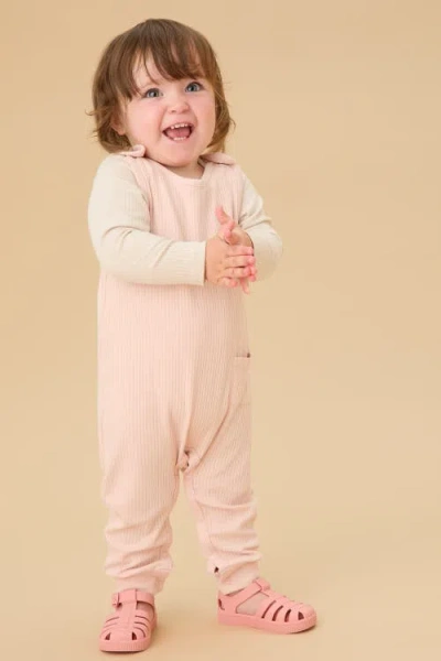 Mori Ribbed Romper In Pink