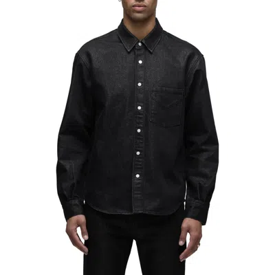 Hudson Jeans Snap-up Denim Overshirt In Black