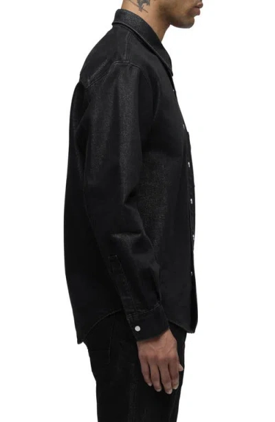 Hudson Jeans Snap-up Denim Overshirt In Black