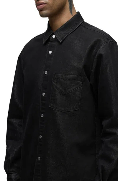 Hudson Jeans Snap-up Denim Overshirt In Black