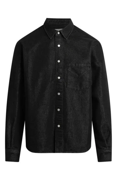 Hudson Jeans Snap-up Denim Overshirt In Black