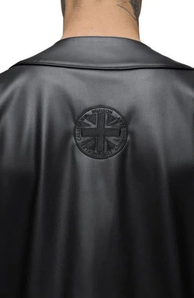 Hudson Jeans Faux Leather Baseball Jersey In Black