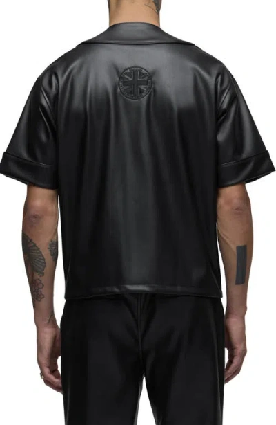 Hudson Jeans Faux Leather Baseball Jersey In Black