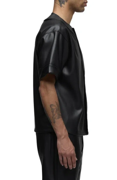 Hudson Jeans Faux Leather Baseball Jersey In Black