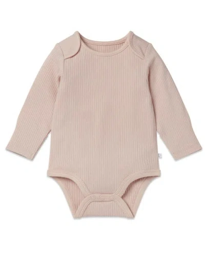 Mori Ribbed Long Sleeve Bodysuit In Pink