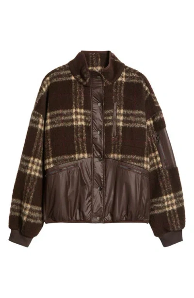 Dra Lucien Leopard Mixed Media Jacket In Brown
