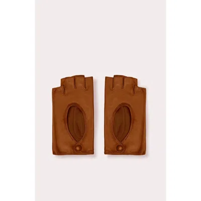 Seymoure Luxury Group Original Washable Leather Fingerless Driving Gloves In Brown