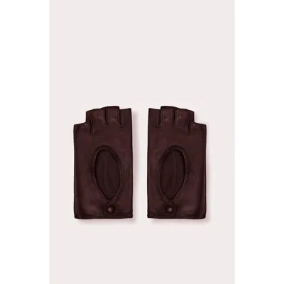 Seymoure Luxury Group Original Washable Leather Fingerless Driving Gloves In Brown