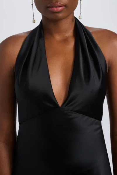 Amsale V-neck Fit-to-flare Halter Gown In Black
