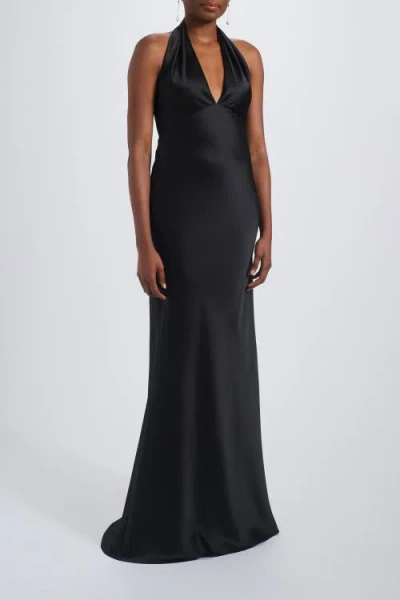 Amsale V-neck Fit-to-flare Halter Gown In Black