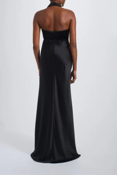 Amsale V-neck Fit-to-flare Halter Gown In Black