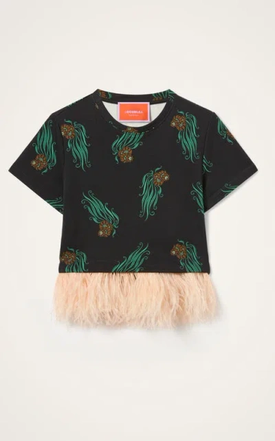 La Doublej La Scala Tee With Feathers In Multi