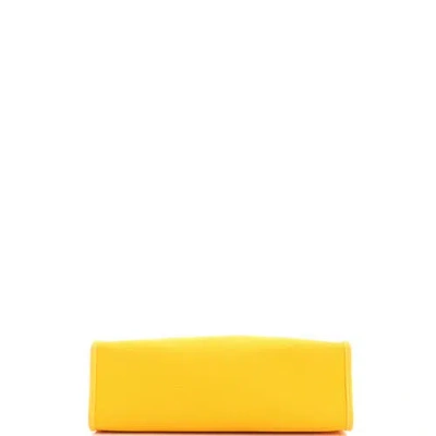 Pre-owned Hermes  Hermes Herbag Zip Leather And Toile 31 In Yellow