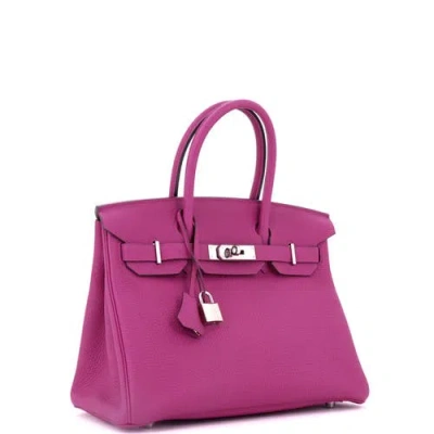 Pre-owned Hermes  Hermes Birkin Handbag Pink Clemence With Palladium Hardware 30 In Purple