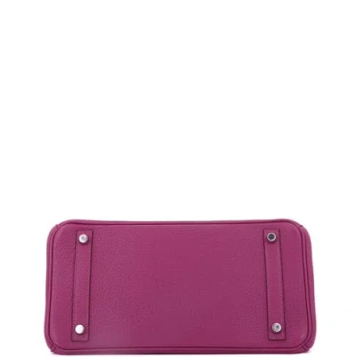 Pre-owned Hermes  Hermes Birkin Handbag Pink Clemence With Palladium Hardware 30 In Purple